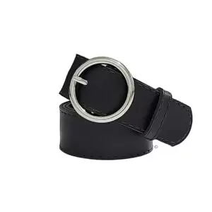 Cinto Feminino de Couro Sintético com Fivela Redonda